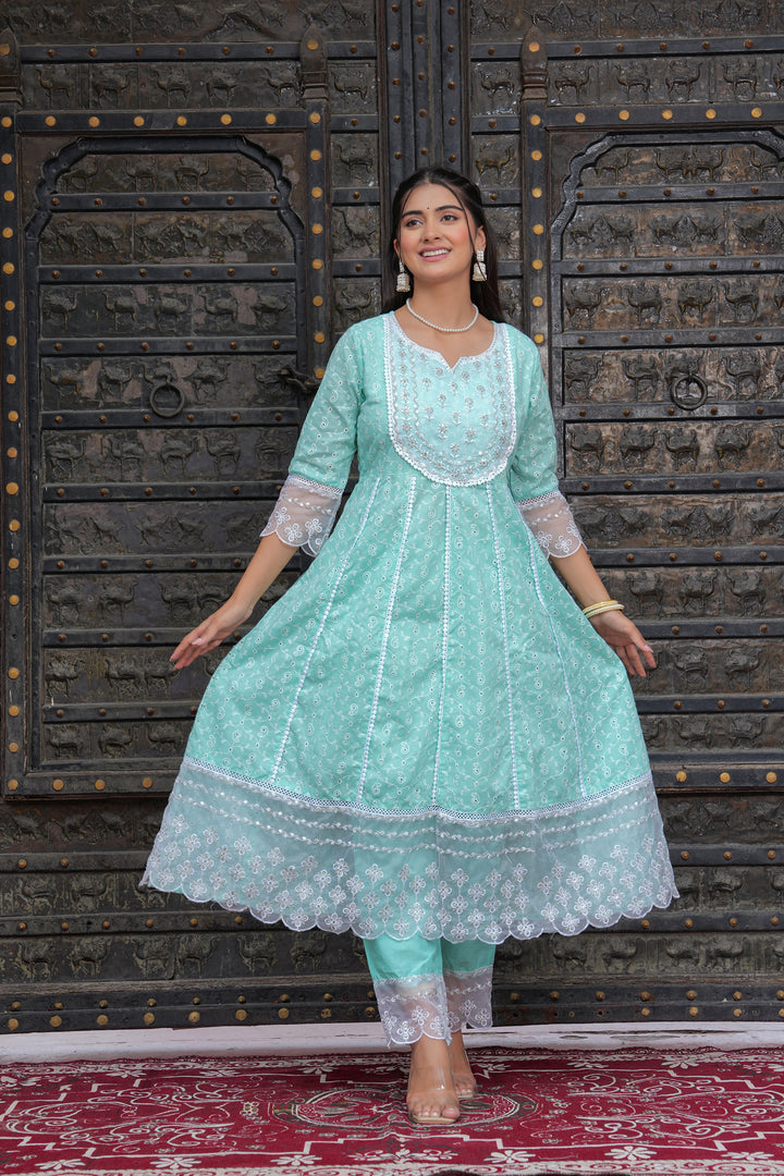 PARADISE GREEN ANARKALI SUIT SET