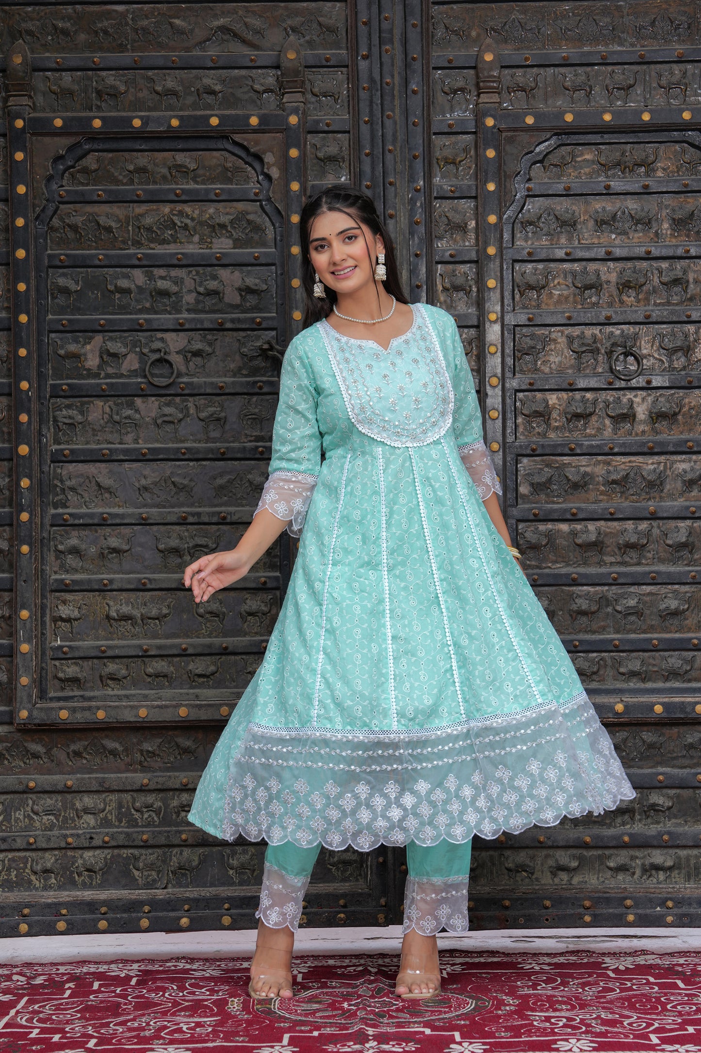 PARADISE GREEN ANARKALI SUIT SET