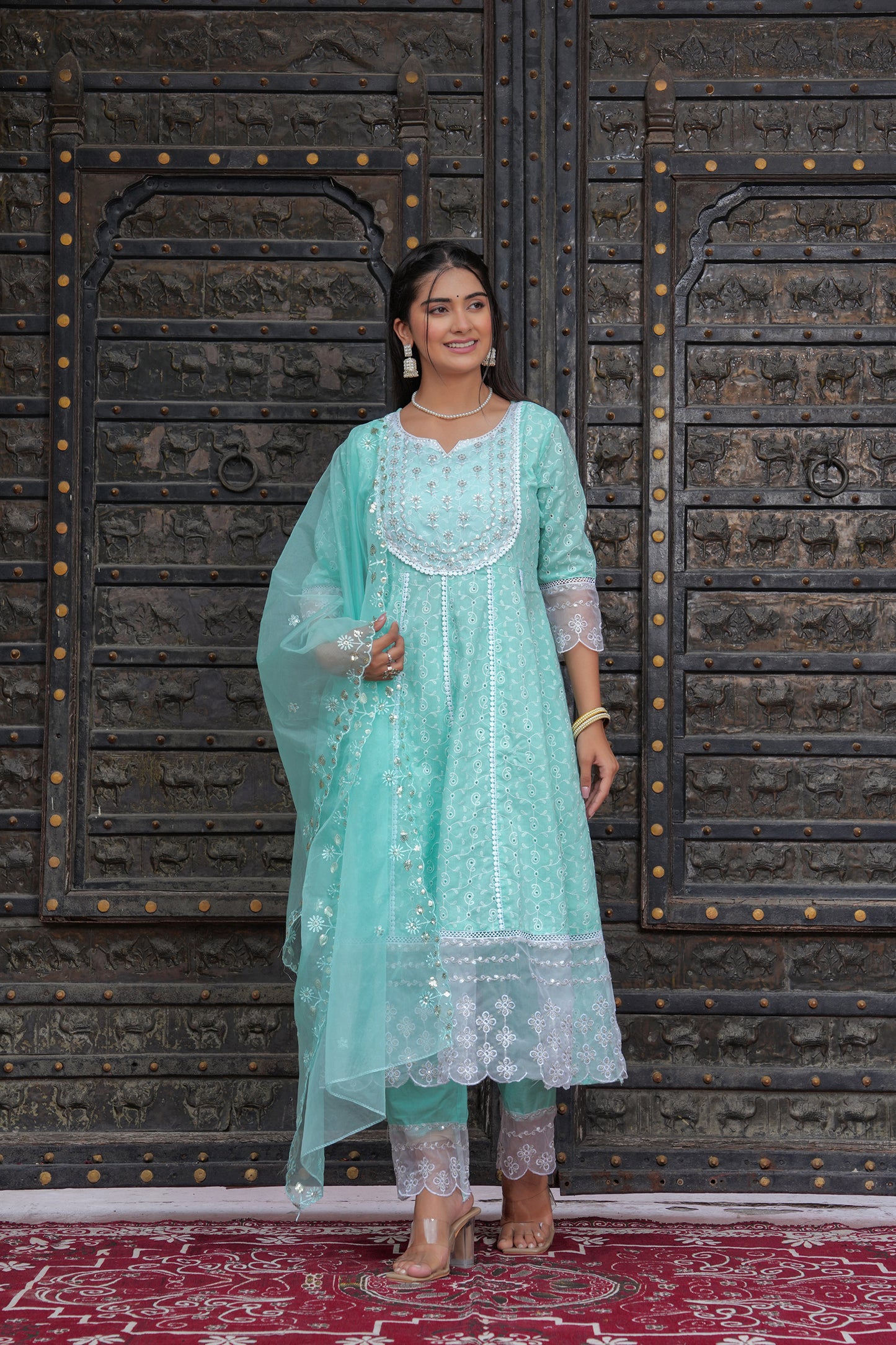 PARADISE GREEN ANARKALI SUIT SET