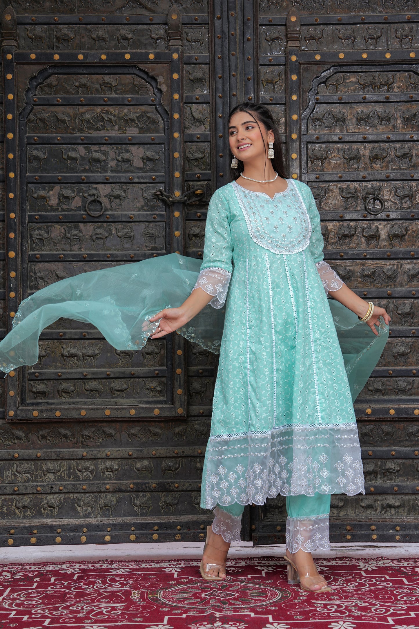 PARADISE GREEN ANARKALI SUIT SET