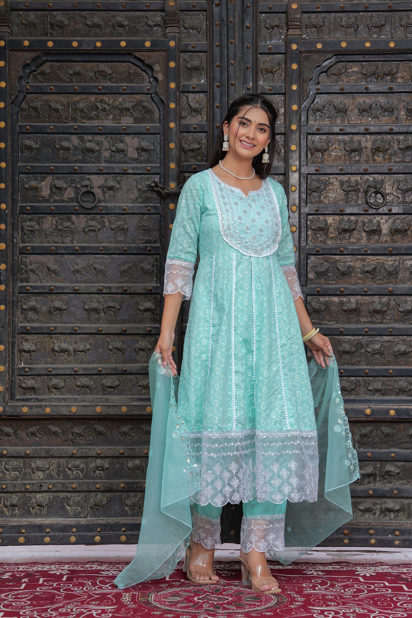 PARADISE GREEN ANARKALI SUIT SET