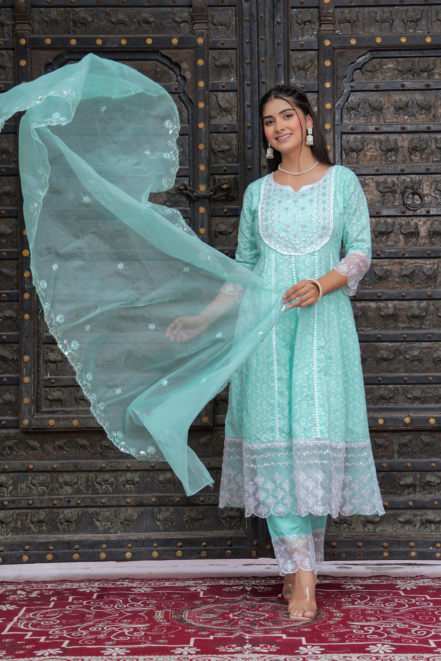 PARADISE GREEN ANARKALI SUIT SET