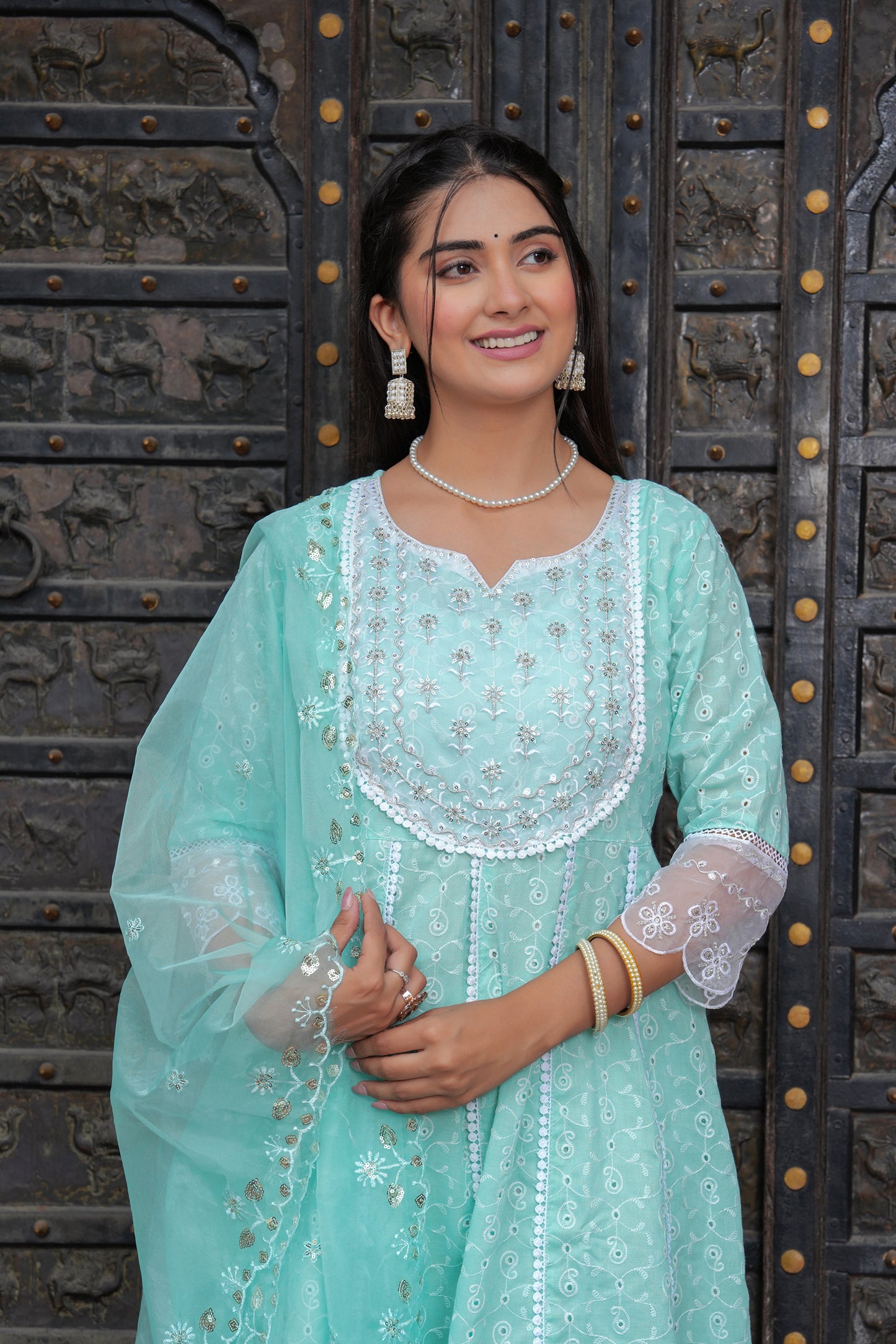 PARADISE GREEN ANARKALI SUIT SET