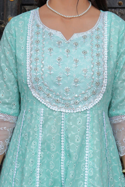 PARADISE GREEN ANARKALI SUIT SET