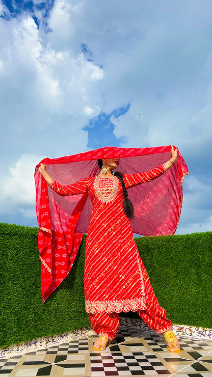 Red & Rani Afghani pant