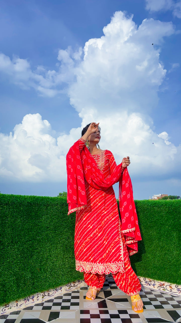 Red & Rani Afghani pant