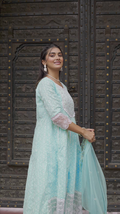 PARADISE GREEN ANARKALI SUIT SET