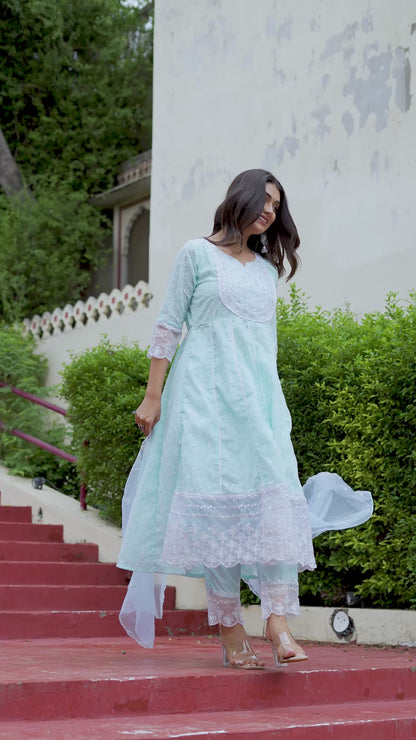 AKAYDA SKY BLUE  ANARKALI SUIT SET